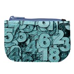 Blue Digits Background, Artwork, Numbers Large Coin Purse