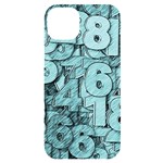 Blue Digits Background, Artwork, Numbers iPhone 14 Plus Black UV Print Case