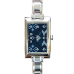 Blue Knitted Texture, Blue Christmas Background, Art Rectangle Italian Charm Watch