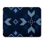 Blue Knitted Texture, Blue Christmas Background, Art Small Mousepad