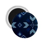 Blue Knitted Texture, Blue Christmas Background, Art 2.25  Magnets