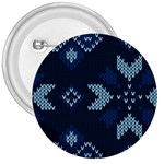 Blue Knitted Texture, Blue Christmas Background, Art 3  Buttons