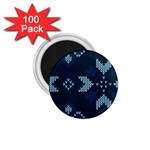 Blue Knitted Texture, Blue Christmas Background, Art 1.75  Magnets (100 pack) 