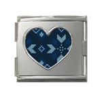 Blue Knitted Texture, Blue Christmas Background, Art Mega Link Heart Italian Charm (18mm)