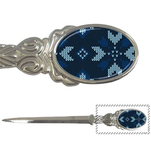 Blue Knitted Texture, Blue Christmas Background, Art Letter Opener from ArtsNow.com Front