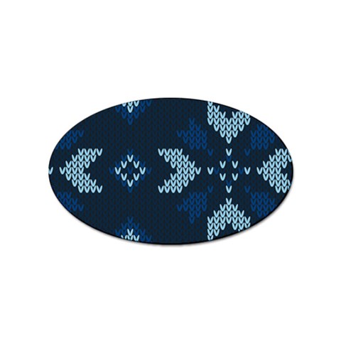 Blue Knitted Texture, Blue Christmas Background, Art Sticker (Oval) from ArtsNow.com Front