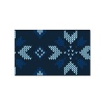 Blue Knitted Texture, Blue Christmas Background, Art Sticker (Rectangular)