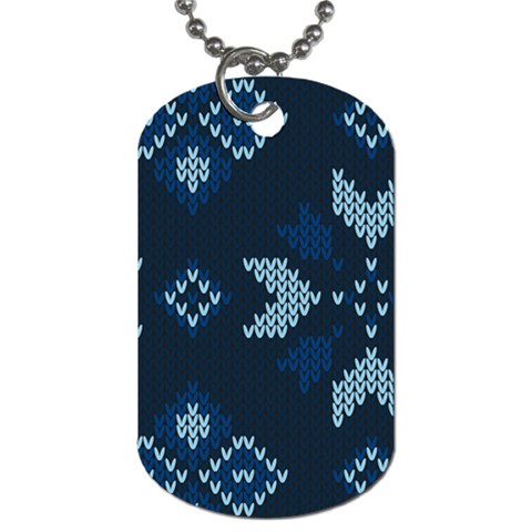 Blue Knitted Texture, Blue Christmas Background, Art Dog Tag (One Side) from ArtsNow.com Front