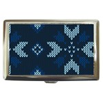 Blue Knitted Texture, Blue Christmas Background, Art Cigarette Money Case