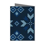 Blue Knitted Texture, Blue Christmas Background, Art Mini Greeting Cards (Pkg of 8)