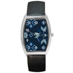 Blue Knitted Texture, Blue Christmas Background, Art Barrel Style Metal Watch