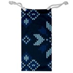 Blue Knitted Texture, Blue Christmas Background, Art Jewelry Bag