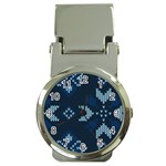 Blue Knitted Texture, Blue Christmas Background, Art Money Clip Watches