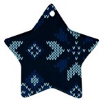 Blue Knitted Texture, Blue Christmas Background, Art Star Ornament (Two Sides)