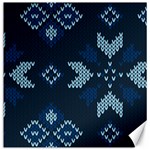 Blue Knitted Texture, Blue Christmas Background, Art Canvas 16  x 16 