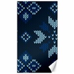 Blue Knitted Texture, Blue Christmas Background, Art Canvas 40  x 72 