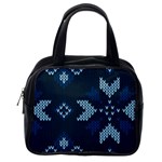 Blue Knitted Texture, Blue Christmas Background, Art Classic Handbag (One Side)