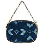 Blue Knitted Texture, Blue Christmas Background, Art Chain Purse (Two Sides)