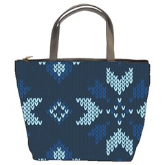 Blue Knitted Texture, Blue Christmas Background, Art Bucket Bag from ArtsNow.com Front