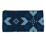 Blue Knitted Texture, Blue Christmas Background, Art Pencil Case