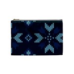 Blue Knitted Texture, Blue Christmas Background, Art Cosmetic Bag (Medium)