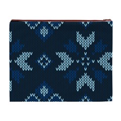 Blue Knitted Texture, Blue Christmas Background, Art Cosmetic Bag (XL) from ArtsNow.com Back