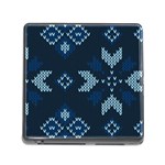 Blue Knitted Texture, Blue Christmas Background, Art Memory Card Reader (Square 5 Slot)