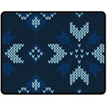 Blue Knitted Texture, Blue Christmas Background, Art Fleece Blanket (Medium)