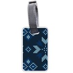 Blue Knitted Texture, Blue Christmas Background, Art Luggage Tag (one side)