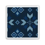 Blue Knitted Texture, Blue Christmas Background, Art Memory Card Reader (Square)