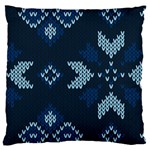 Blue Knitted Texture, Blue Christmas Background, Art Large Cushion Case (One Side)