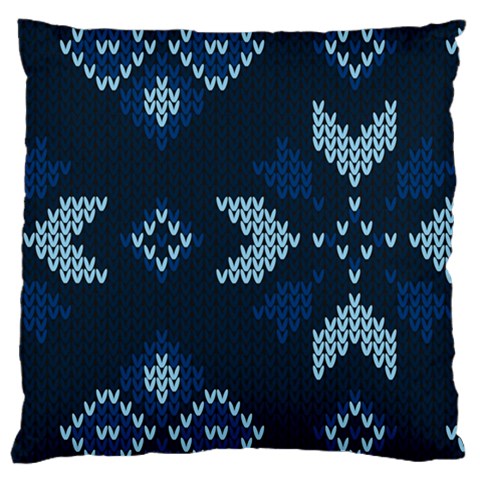 Blue Knitted Texture, Blue Christmas Background, Art Large Cushion Case (Two Sides) from ArtsNow.com Back