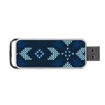 Blue Knitted Texture, Blue Christmas Background, Art Portable USB Flash (One Side)