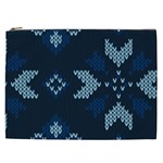 Blue Knitted Texture, Blue Christmas Background, Art Cosmetic Bag (XXL)