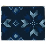 Blue Knitted Texture, Blue Christmas Background, Art Cosmetic Bag (XXXL)