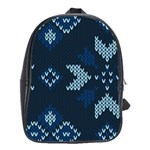 Blue Knitted Texture, Blue Christmas Background, Art School Bag (XL)