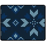 Blue Knitted Texture, Blue Christmas Background, Art Two Sides Fleece Blanket (Medium)