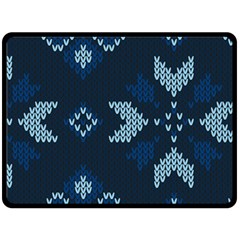 Blue Knitted Texture, Blue Christmas Background, Art Two Sides Fleece Blanket (Large) from ArtsNow.com 80 x60  Blanket Back