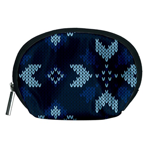 Blue Knitted Texture, Blue Christmas Background, Art Accessory Pouch (Medium) from ArtsNow.com Front