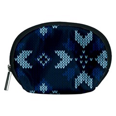 Blue Knitted Texture, Blue Christmas Background, Art Accessory Pouch (Medium) from ArtsNow.com Front