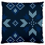 Blue Knitted Texture, Blue Christmas Background, Art Large Premium Plush Fleece Cushion Case (Two Sides)