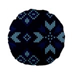 Blue Knitted Texture, Blue Christmas Background, Art Standard 15  Premium Flano Round Cushions