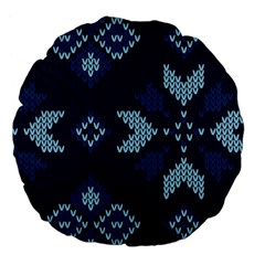 Blue Knitted Texture, Blue Christmas Background, Art Large 18  Premium Flano Round Cushions from ArtsNow.com Front