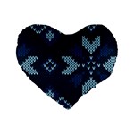 Blue Knitted Texture, Blue Christmas Background, Art Standard 16  Premium Flano Heart Shape Cushions