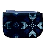 Blue Knitted Texture, Blue Christmas Background, Art Large Coin Purse