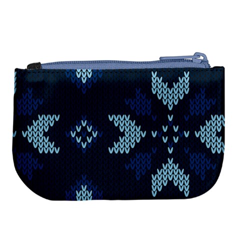 Blue Knitted Texture, Blue Christmas Background, Art Large Coin Purse from ArtsNow.com Back