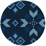 Blue Knitted Texture, Blue Christmas Background, Art Wooden Bottle Opener (Round)