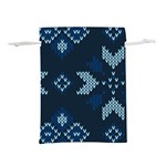 Blue Knitted Texture, Blue Christmas Background, Art Lightweight Drawstring Pouch (L)