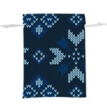 Blue Knitted Texture, Blue Christmas Background, Art Lightweight Drawstring Pouch (XL)