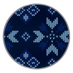 Blue Knitted Texture, Blue Christmas Background, Art Wireless Fast Charger(White)